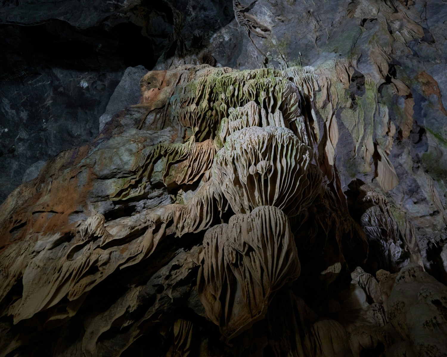 Limestone cave formations inside Baratang caves
