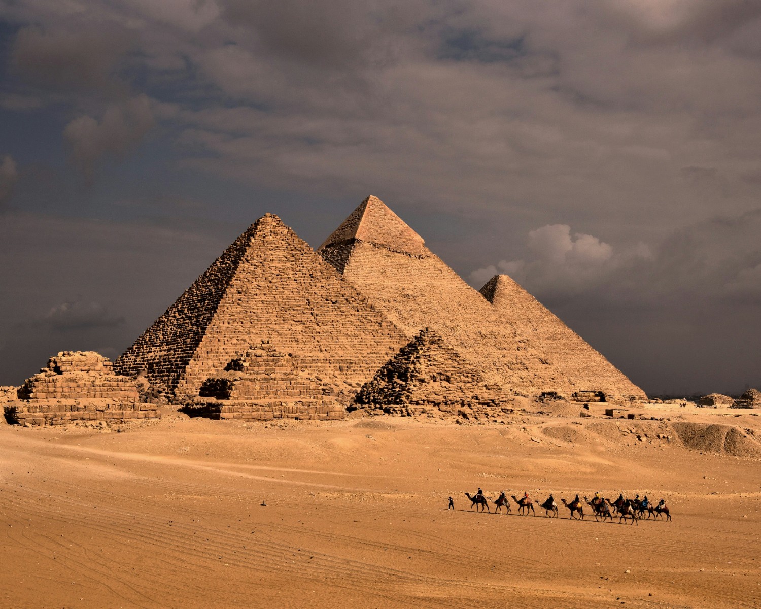 The Great Pyramids of Giza at sunset