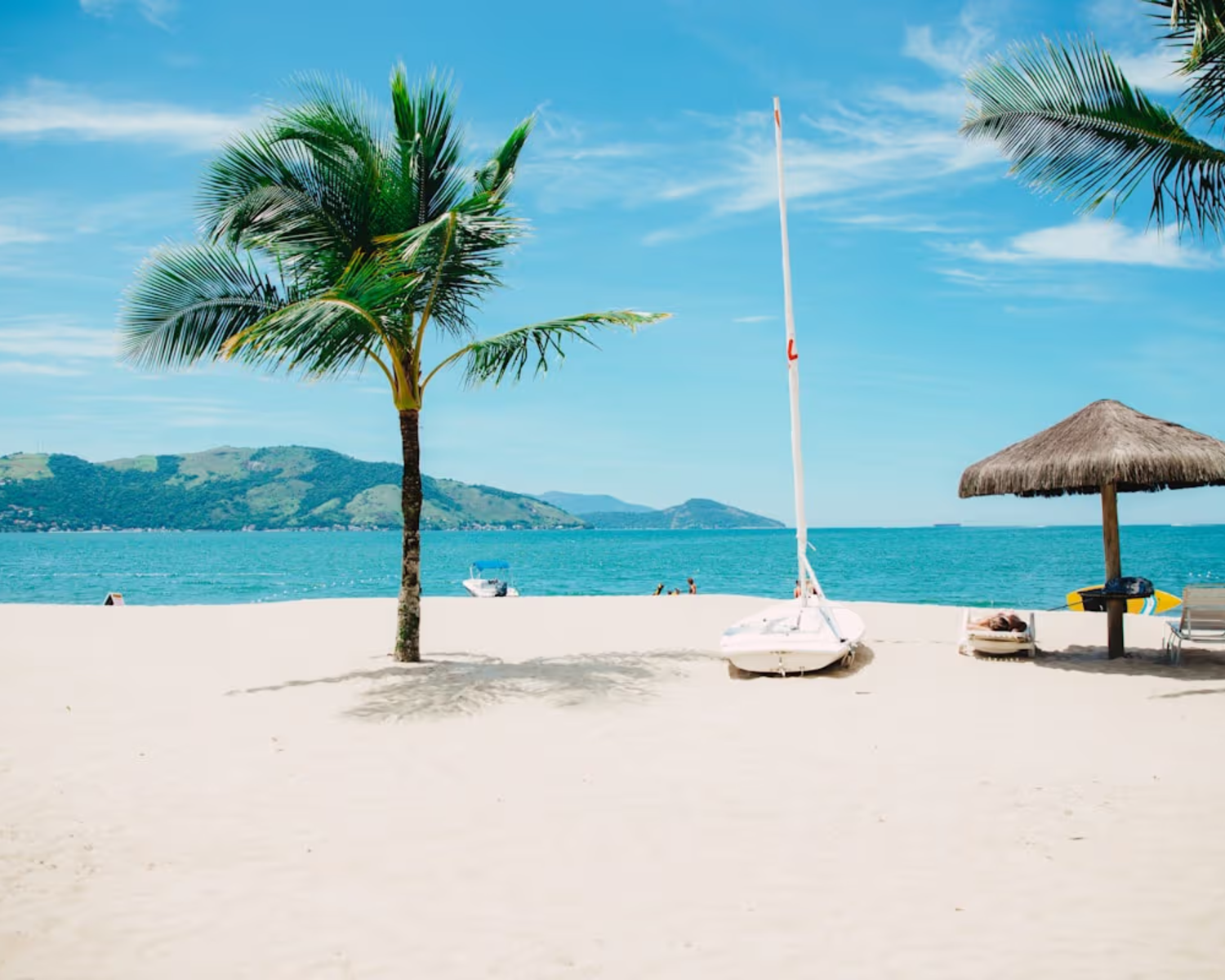 Golden sands and blue waters of the Caspian Sea
