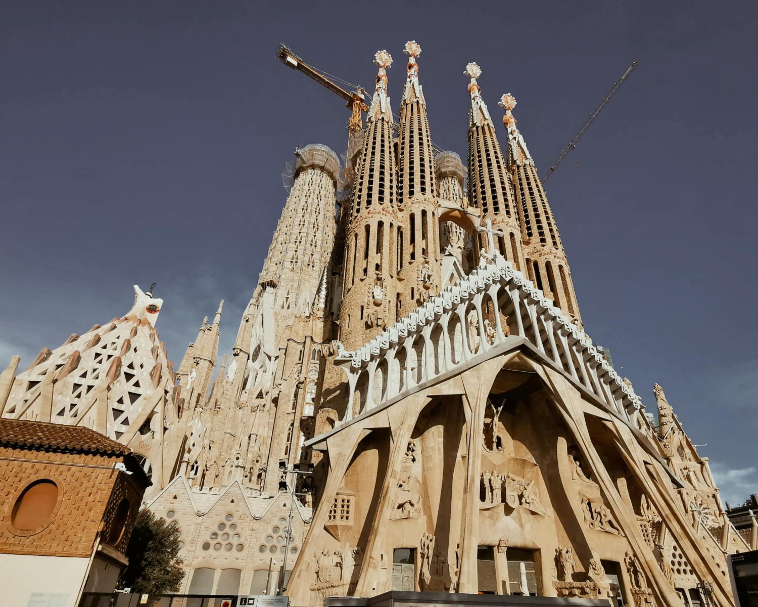Sagrada Familia's intricate stone facade with organic architectural details