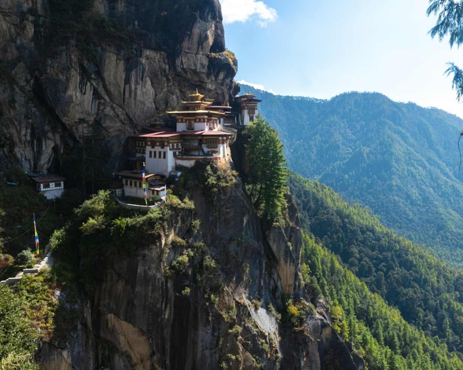 Tiger's Nest Monastery clinging to cliff face above Paro Valley