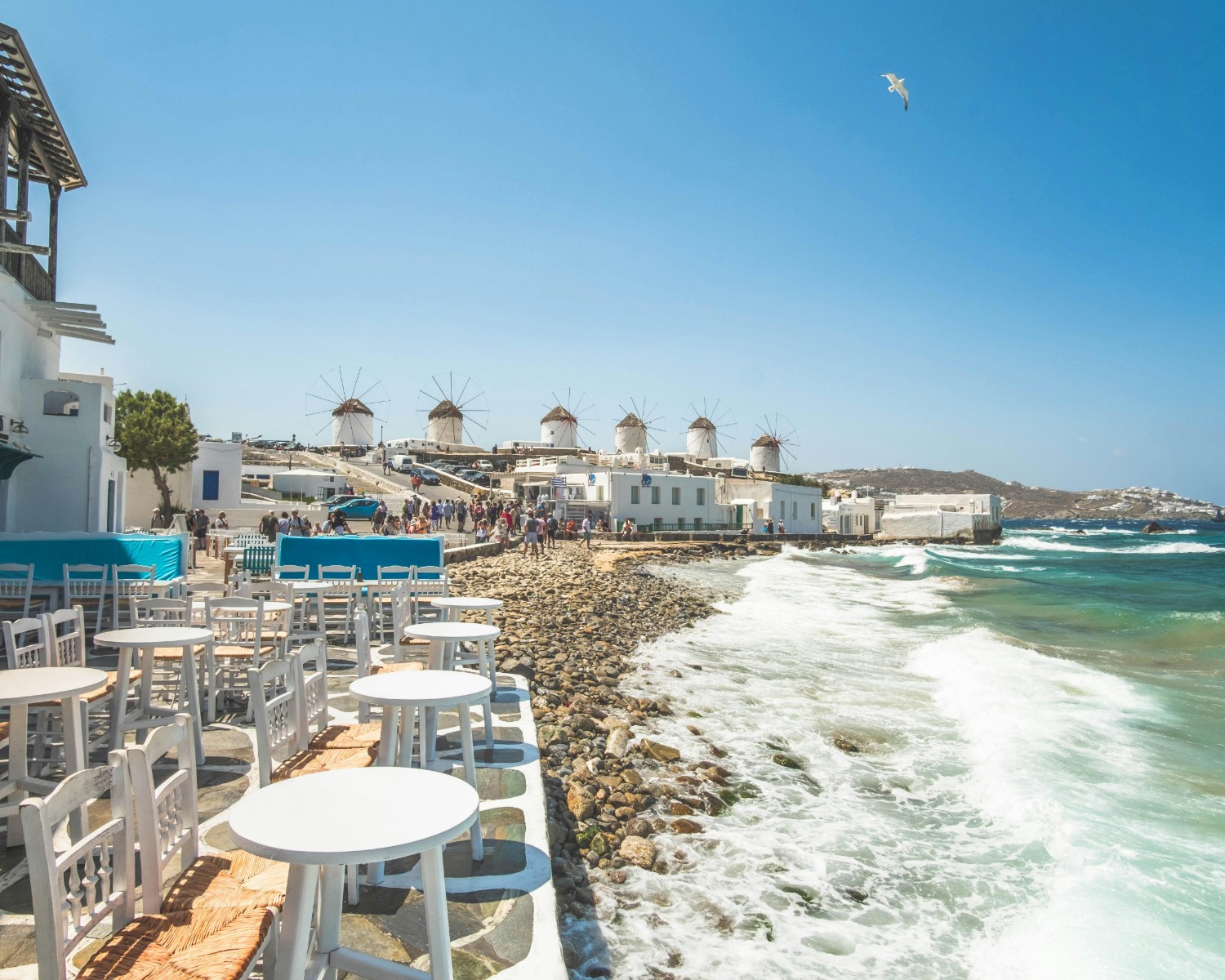 Mykonos beaches with turquoise Aegean waters