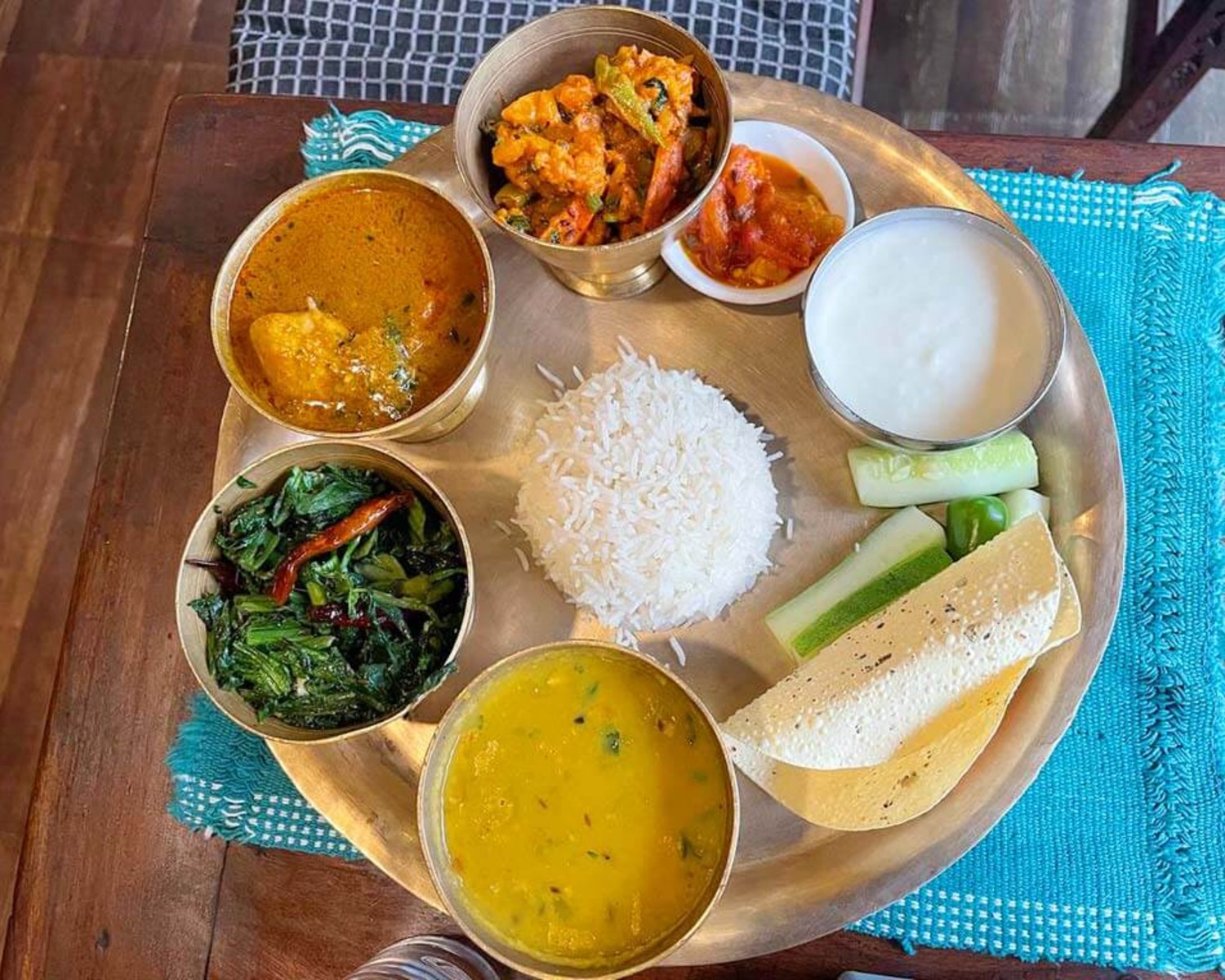 Traditional dal-bhat thali with unlimited refills