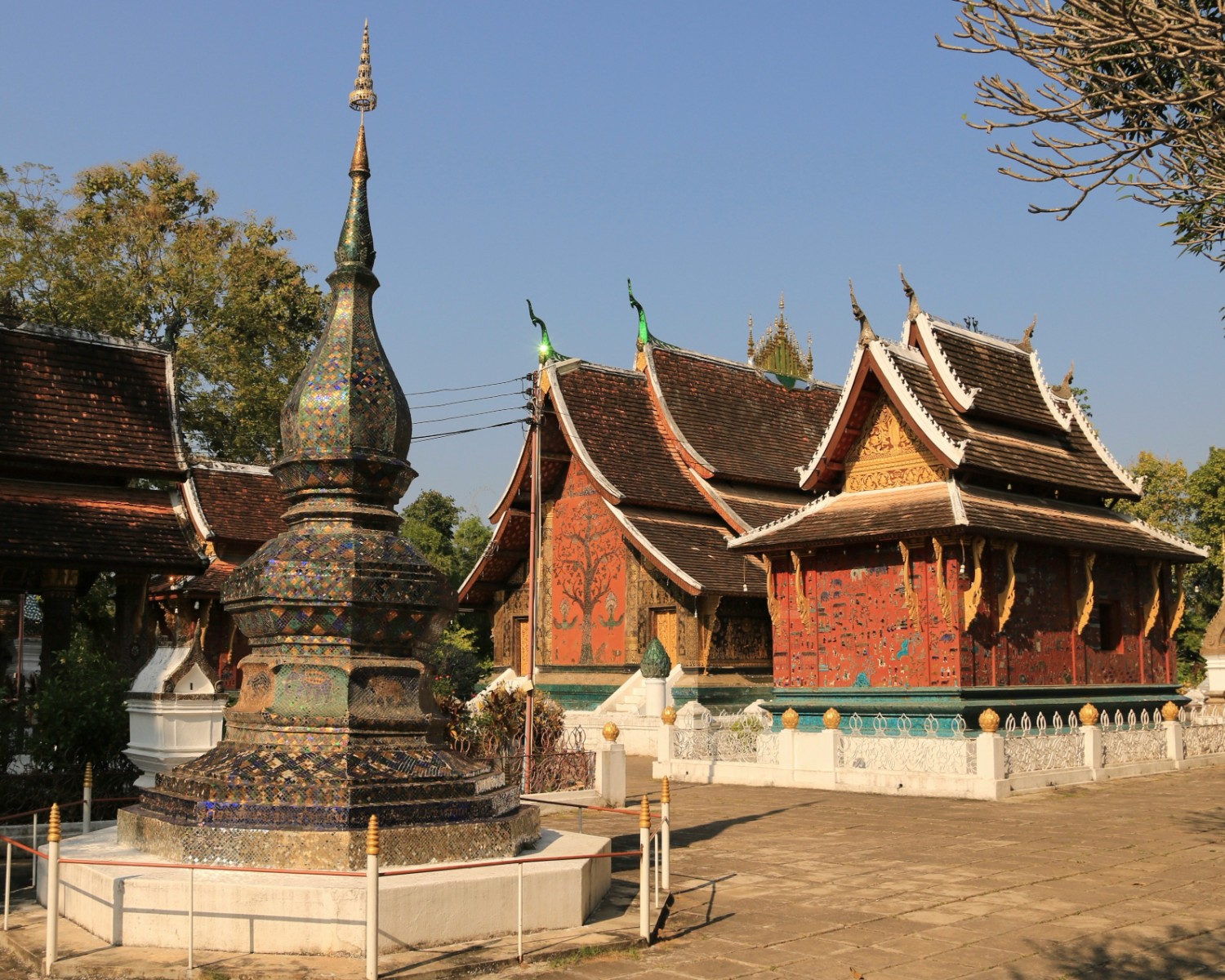 Monks gathering for prayers at a Luang Prabang temple