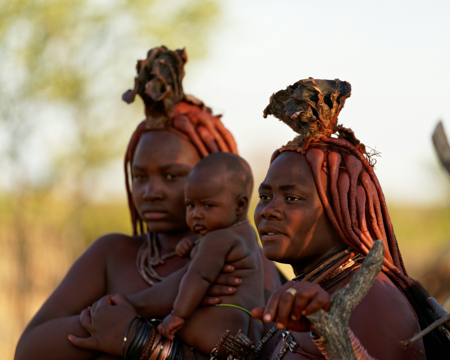 Maasai warriors in traditional red shawls