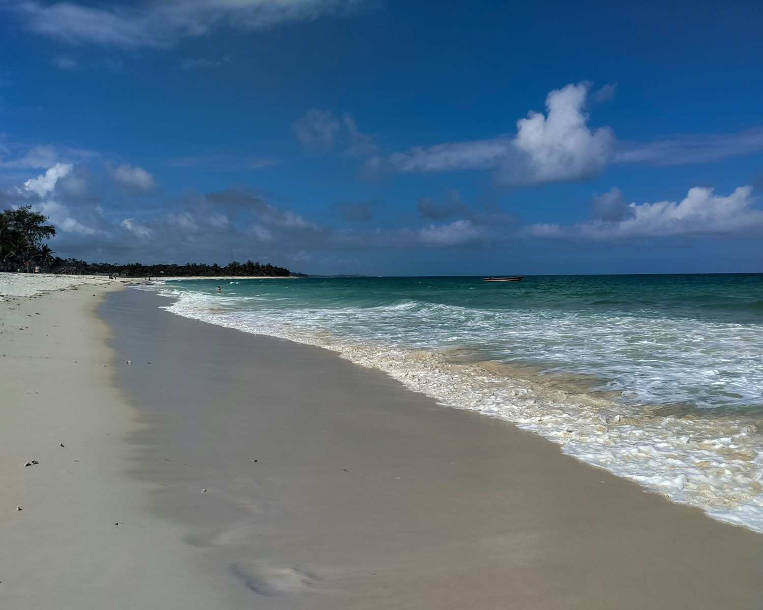 Diani Beach with turquoise waters and coral reef